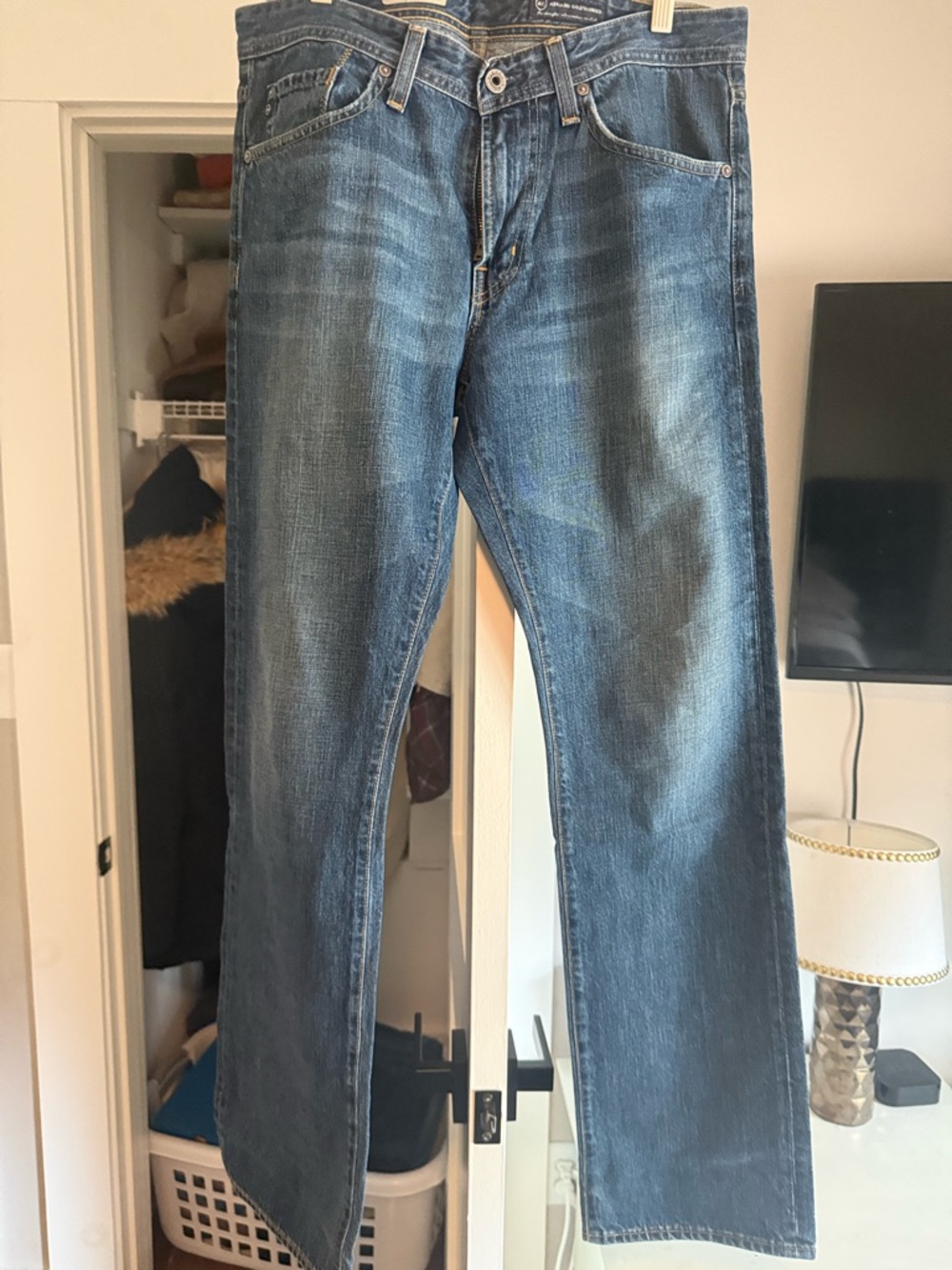 Ag Adriano Goldschmied Men’s Straight Blue Denim Jeans